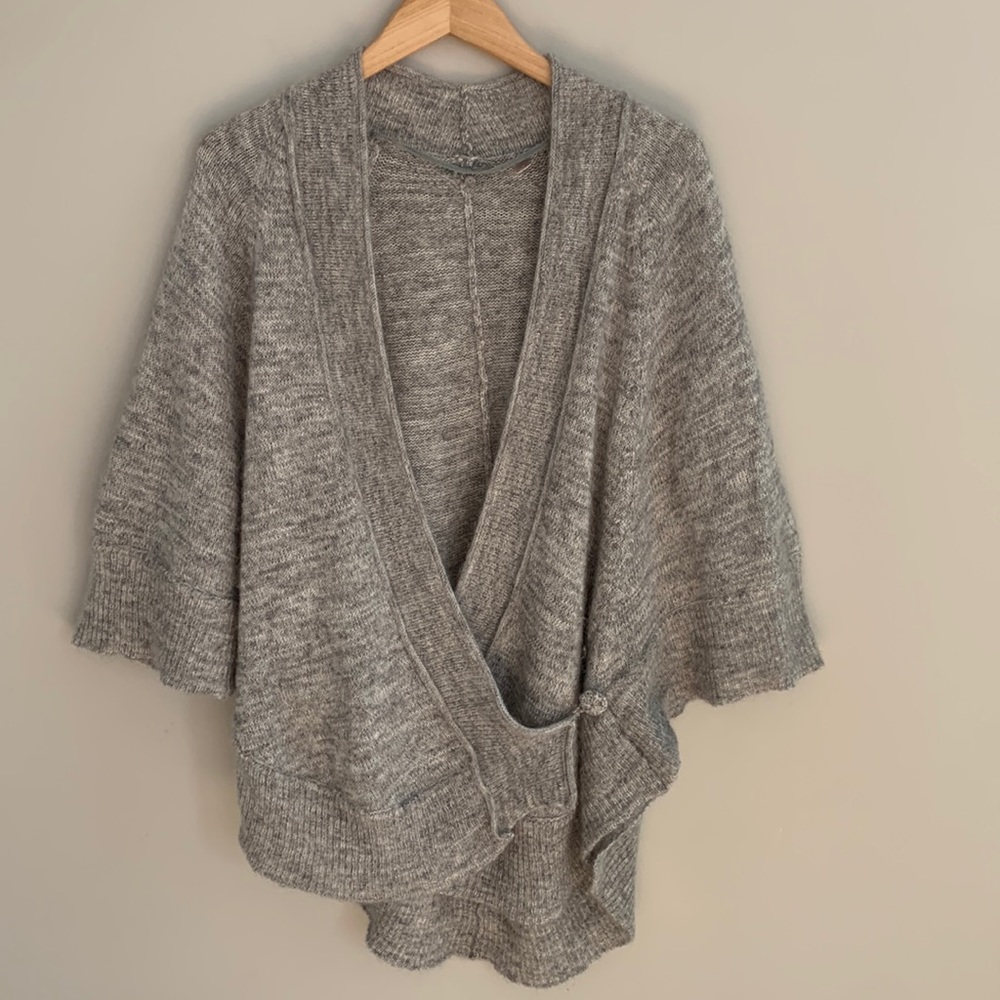 Knitted & Knotted Anthropologie Celia Cape Style Wrap Sweater Alpaca Wool